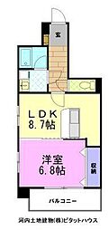ヴィラージュエクセラン 1LDKの間取図画像