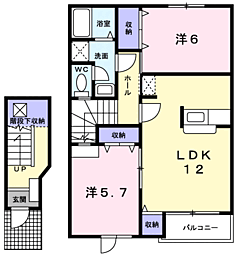 ユニゾンさくらD 2LDKの間取図画像