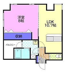 グランパセオ元今泉 3階1LDKの間取り