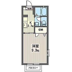 アーバン・コートC 1階1Kの間取り