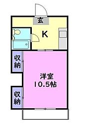 モンマルトル 1Kの間取図画像