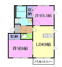 メゾンドール五代D 2LDKの間取図画像