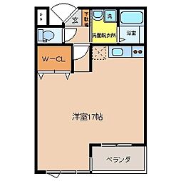 ビオス竹林 ワンルームの間取図画像