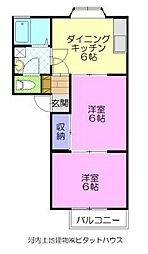 エフハウス1 2DKの間取図画像