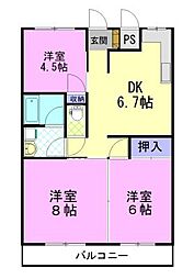 ナカハラ3 3DKの間取図画像