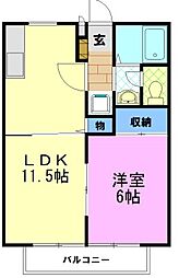 メゾンフロイデ 1LDKの間取図画像