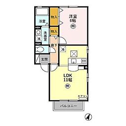 ヴェルデ・ナチュールA 1LDKの間取図画像