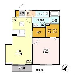 ハーベストガーデンA 1LDKの間取図画像