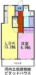 リバーサイド天神 1LDKの間取図画像