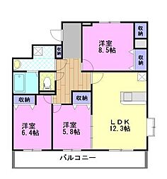 リバーサイド天神 3LDKの間取図画像