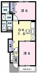 グラース・ヒルC 2DKの間取図画像