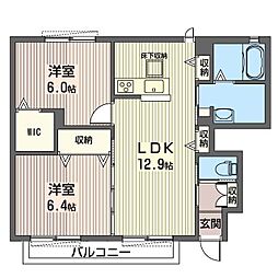 ヴィア・ラッテア 2LDKの間取図画像