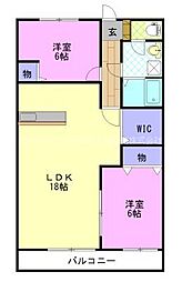 リゾートピア御幸ヶ原1 2LDKの間取図画像