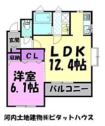 鈴富レジデンスA 1LDKの間取図画像