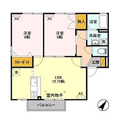 ベネフィ・エクセルシア 2LDKの間取図画像
