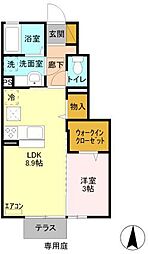 グランドゥ迦希 1LDKの間取図画像