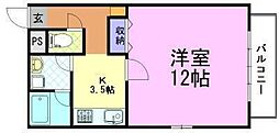 スズラン2 1Kの間取図画像