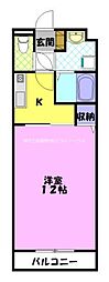 フォレストY&M雀宮B 1Kの間取図画像