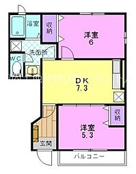 ハウスグランヂ 2DKの間取図画像