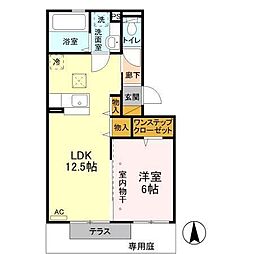 ルシール宝木 1LDKの間取図画像