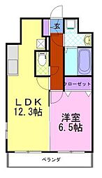 モアルミーネ 1LDKの間取図画像