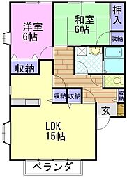 ニューメゾンド・クレールB 2LDKの間取図画像