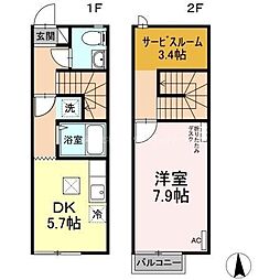 リースランド野高谷D 1DKの間取図画像