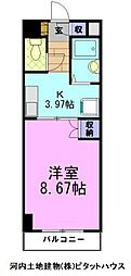 コンフォート峰 1Kの間取図画像
