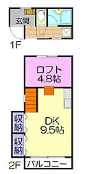 パーセルNAKAHARA 1DKの間取図画像