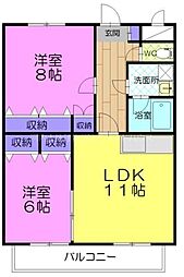 ハイクオリティ2 2LDKの間取図画像