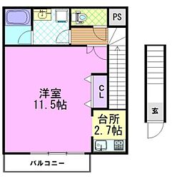 カームハイツタカセB 1Kの間取図画像