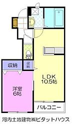 パークハイム中一の沢 1LDKの間取図画像