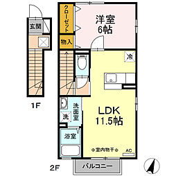 グレイスコート清原台A 1LDKの間取図画像