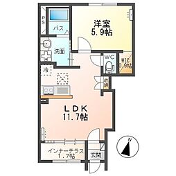 ブループラム 1LDKの間取図画像