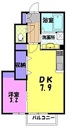 フォーゲルテラスブラウ2 1DKの間取図画像