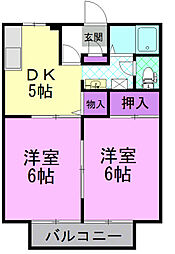ひまわりG 2DKの間取図画像