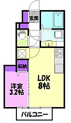 ルシール細谷D 1LDKの間取図画像