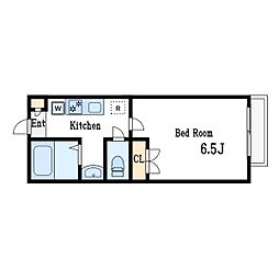 都営新宿線 篠崎駅 徒歩20分の賃貸アパート 1階1Kの間取り