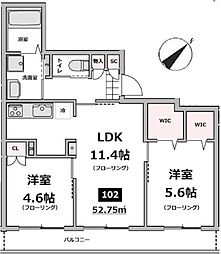 都営新宿線 船堀駅 徒歩10分の賃貸マンション 1階2LDKの間取り