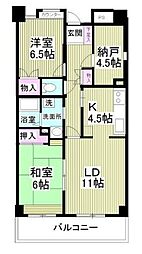 キャリーハイツ船木2 2SLDKの間取図画像
