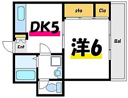 矢島ビル 1DKの間取図画像