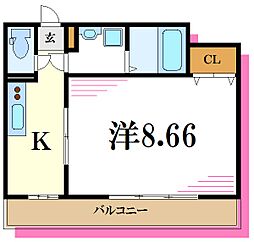 リバーサイド花みずき 1Kの間取図画像