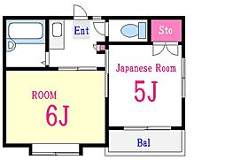 都営新宿線 瑞江駅 徒歩10分の賃貸アパート 2階2Kの間取り