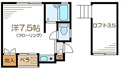 千翔ハイツ 2階1Kの間取り