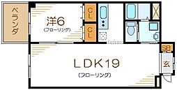 ドエルしのざき 1階1LDKの間取り