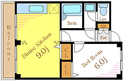 ドルトワール篠崎II 2階1LDKの間取り
