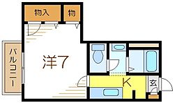 都営新宿線 一之江駅 徒歩17分の賃貸アパート 2階1Kの間取り