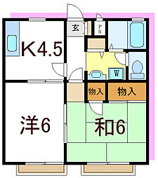 クレスト松江 1階2Kの間取り