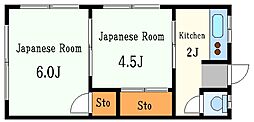 幸泉荘 2Kの間取図画像