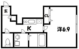 第2コーポ榎本 1Kの間取図画像